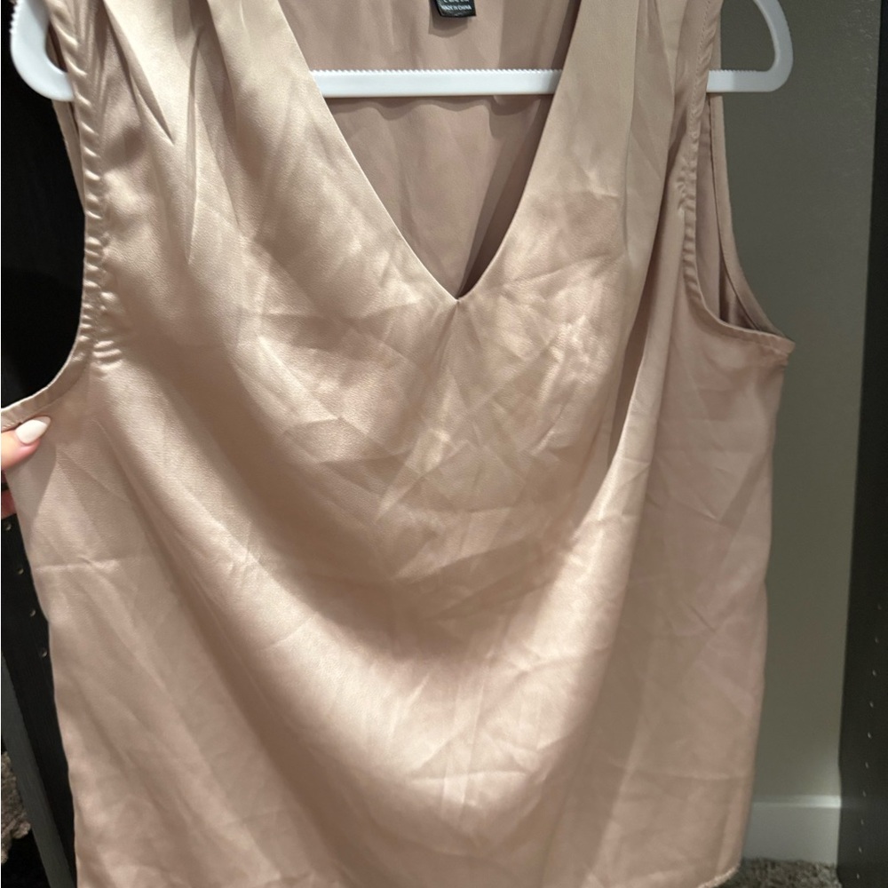 SHEIN Beige V-Neck Tank Top